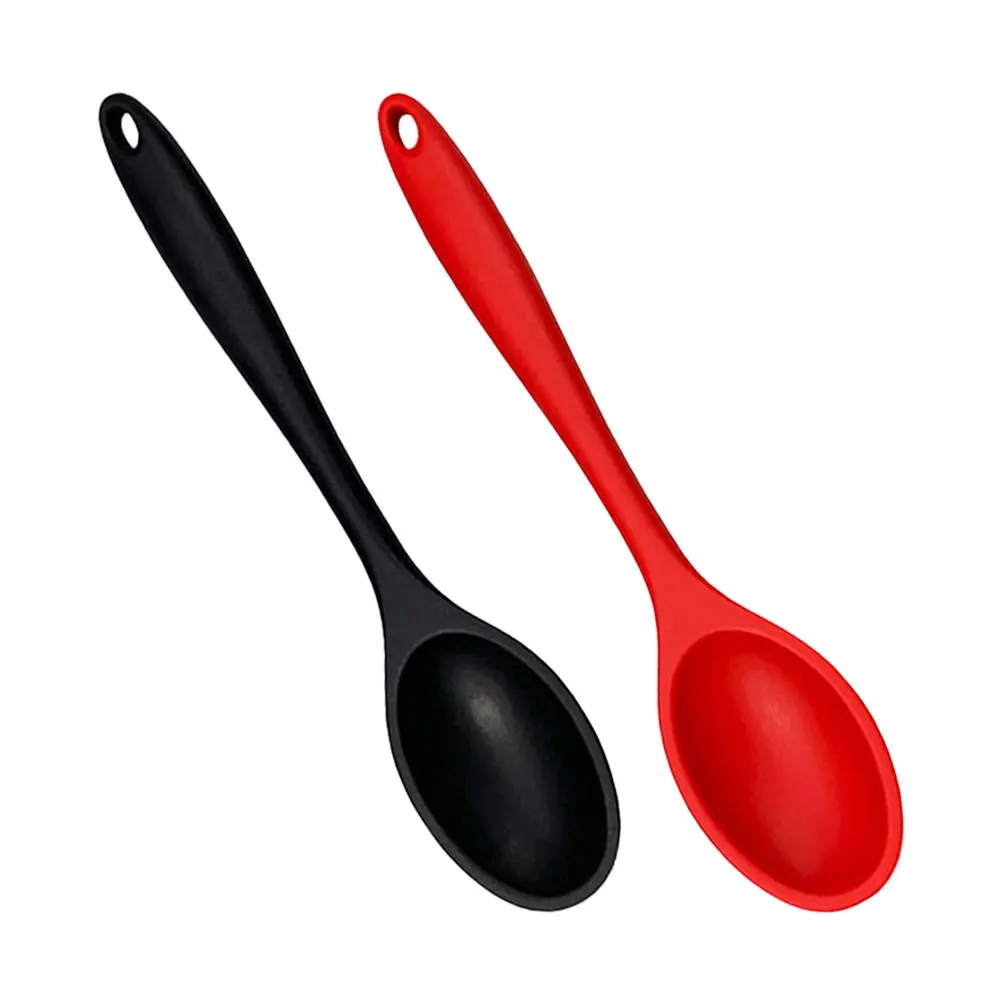 

2pcs Silicone Spoon Premium Mixing Deep Soup Ladles Kitchen Utensils Porridge Rice Spoons Long Handle Easy Clean Storage