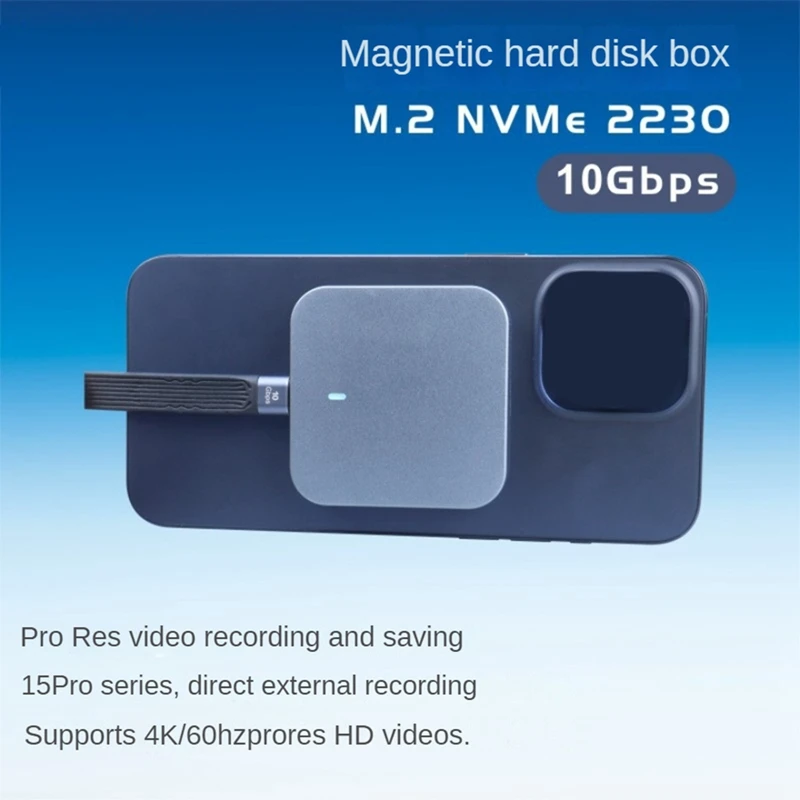 Magnetic M.2 2230 Nvme SSD Enclosure 10Gbps USB-C 3.1 To Nvme PCI-E For Iphone 15/14/13/12 Pro 2TB External Driver Case Durable