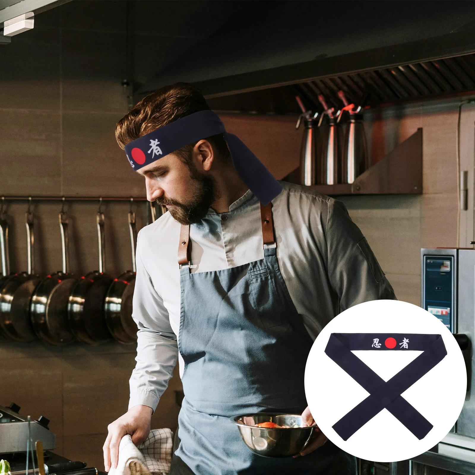 

Japanese Headband Ninja Print Adjustable Cooking Headscarf Chef Bandana Karate Accessory Sushi Karate Head Strap