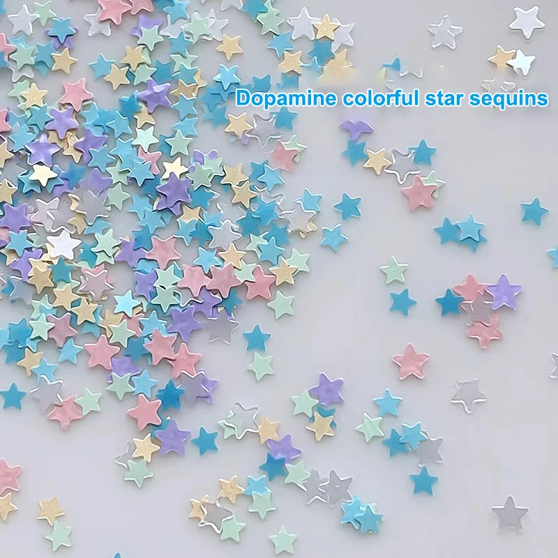 1 scatola di glitter per unghie color macaron a forma di stella carina per nail art accessori per la decorazione di ciondoli per unghie nail art fai da te