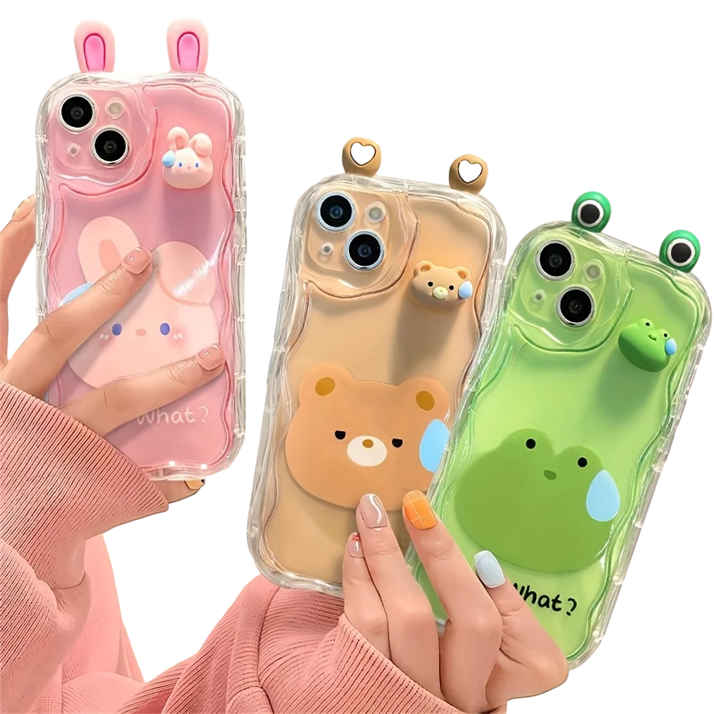 cute 3D sweaty frog rabbit silicone case for oppo realme10 c11 c67 C55 C35 C33 C31 C30  7PRO 6PRO 7I 8 12 15 bell pendant cover