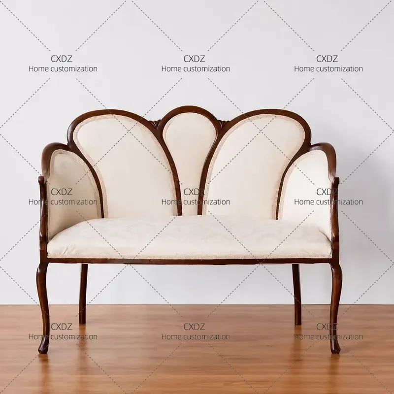 Q8 Retro Single Sofa Chair Carved Medieval Style Living Room Small Apartment Balcony Leisure Armchair Comfortable Seating