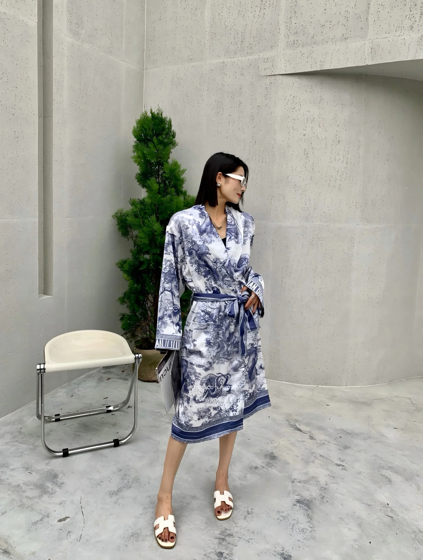 

Женский легкий шелковый халат с принтом в стиле тушевой живописи, мягкая и удобная домашняя одежда, ночная сорочка