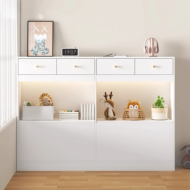 Cream wind bedside table against the  narrow cabinet gap cabinet long  crevice locke
