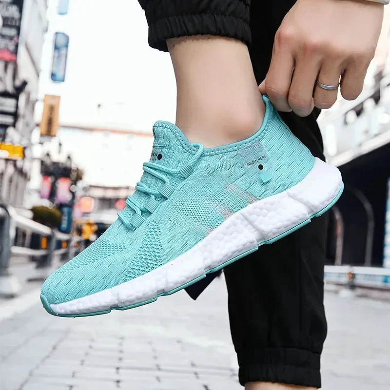 High Quality Men Shoes Popcorn Sole Fly Weave Sneakers Breathable Running Tennis Shoes Comfortable Casual Walking ShoeS Women