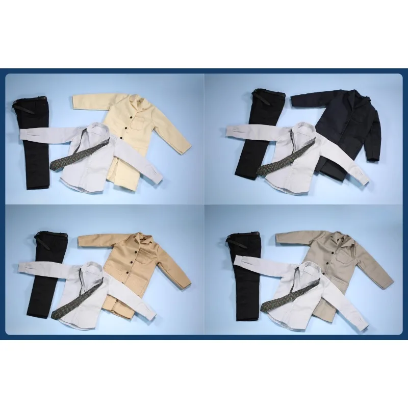 

1/6 Scale Male Soldier Windbreaker Coat Shirt Tie Trousers Set Four Colors Clothes Model for 12'' Action Figures Body DIY
