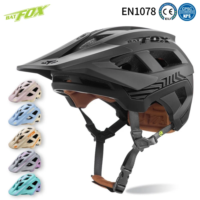 BATFOX Mountain Bike Helmet Men Women Integrated molding Adjustable sun visor Cycling Safety Gear Anti-fall MTB bicycle helmets