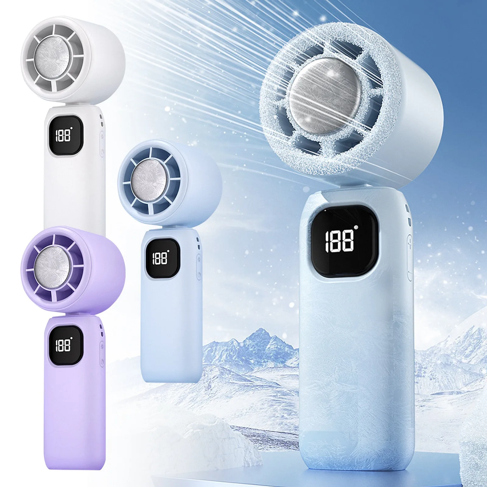 

NEW Mini Portable Hand Fan Ice-Cooling Fan Mini Bladeless Handheld Fan USB Rechargeable Personal High Speed Fans Electric Fan