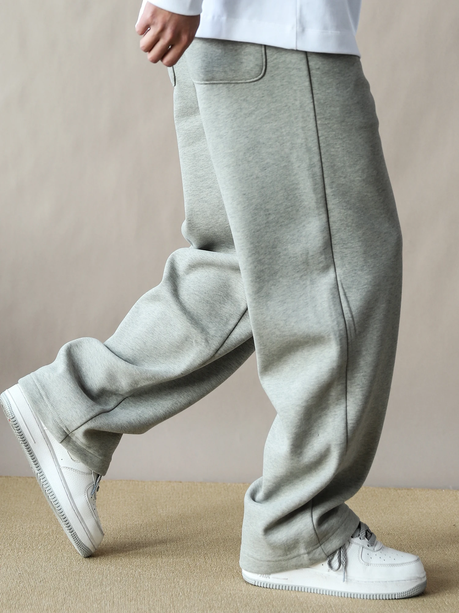 

Thiened Fce Straight Leg Pants Men's Loose Casual Long Pants Sweatpants Sports Commuter Sle Oaeal Color