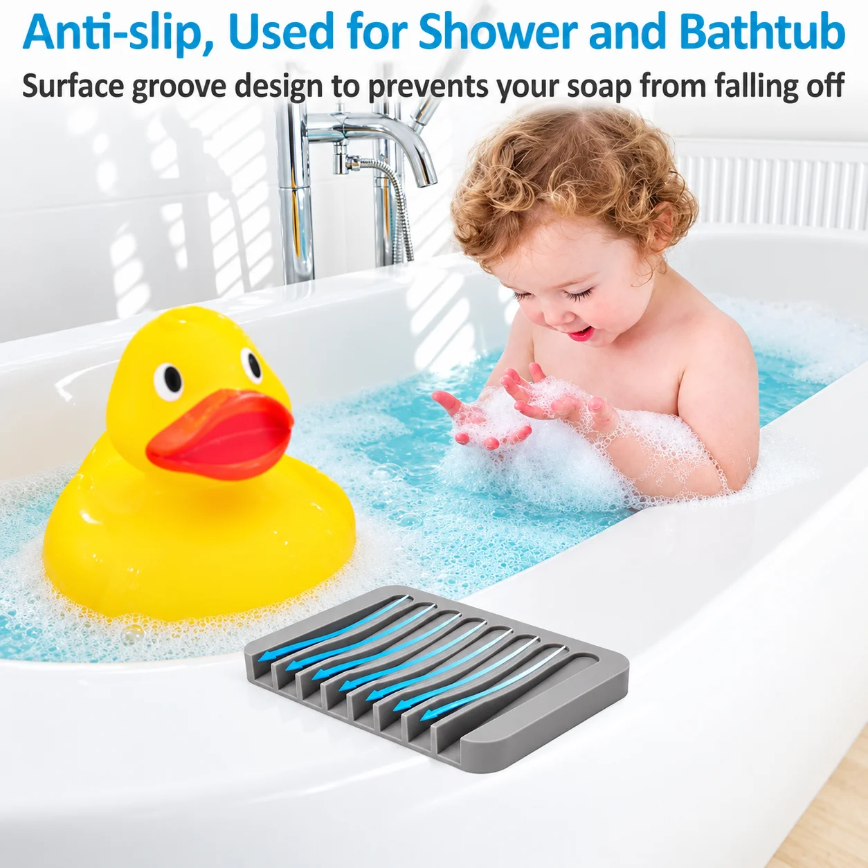 1 Stück Selbstabtropfender Silikon-Seifenhalter für Dusche, Badezimmer und Küche - Hält Seifenstücke trocken und sauber – Detail 6