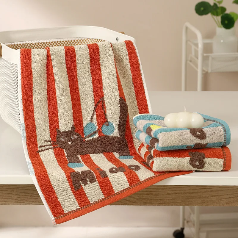 1PC Cotton Kids Towels Thick Soft Cute Cartoon Jacquard Household Thickened Children Face Towels Bath Towel Cleaning