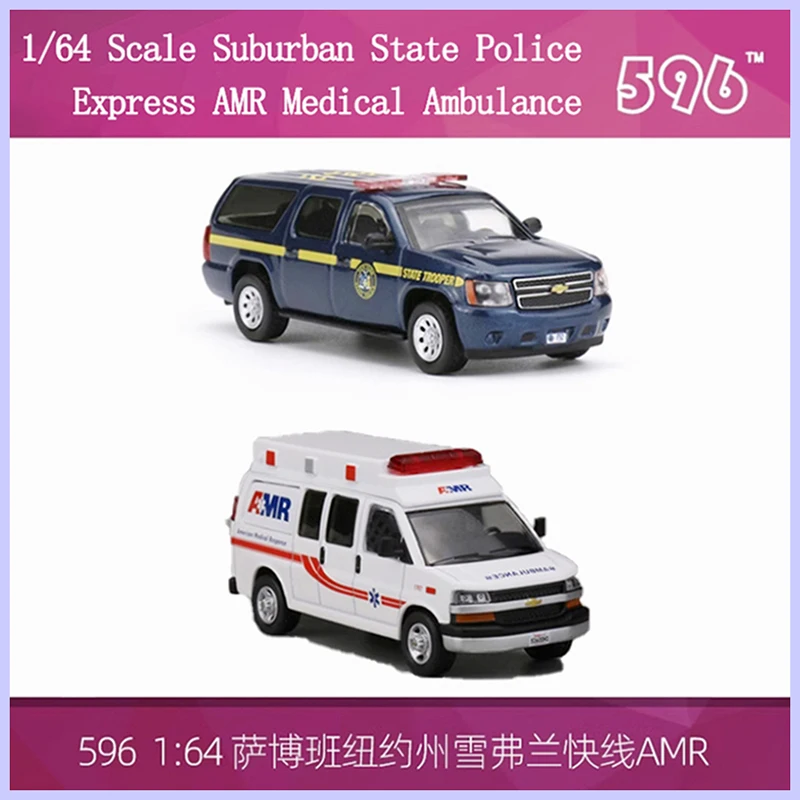 

Модель 596 в масштабе 1/64, судейская государственная полиция/экспресс AMR, медицинская скорая помощь, окрашенная литая под давлением модель автомобиля из сплава для коллекции и дисплея