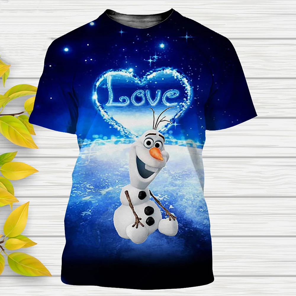 MINISO Funny T-Shirts Frozen Cartoon Anime Olaf 3D Print Streetwear Kids Adults Fashion Oversized T Shirt Kids Boy Girl Tee Tops