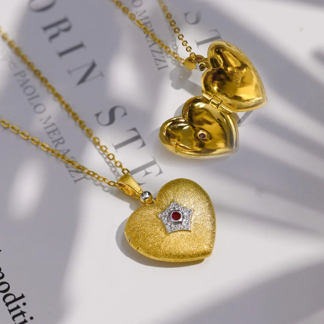 

Solid 925 Sterling Silver Plated with Thick 18K Gold Ruby or Sapphire Pendants Necklaces for Women Fine Jewelry