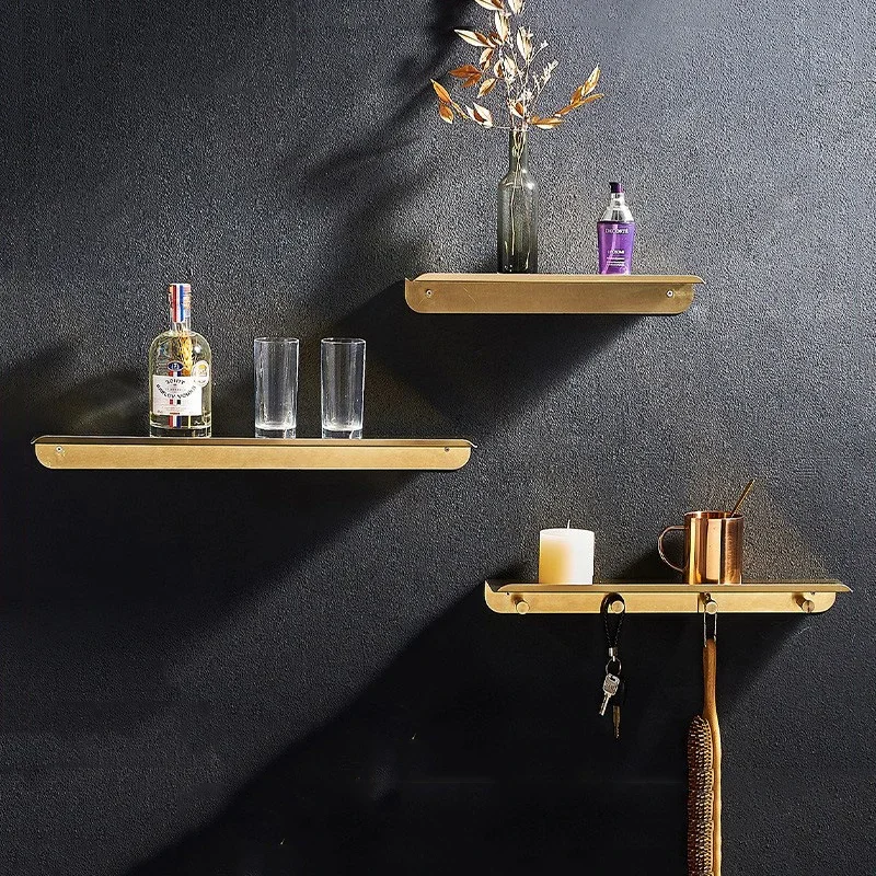 Black/Gold Bathroom Stainless Steel Bathroom Shelf Perforation-free Hanging Cosmetics Wall Storage Rack