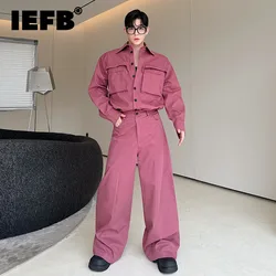 IEFB Niche Design Men's Suits Three-dimensional Pockets Single Breasted Tops Straight Wide Leg Solid Color Autumn Sets 9C7525