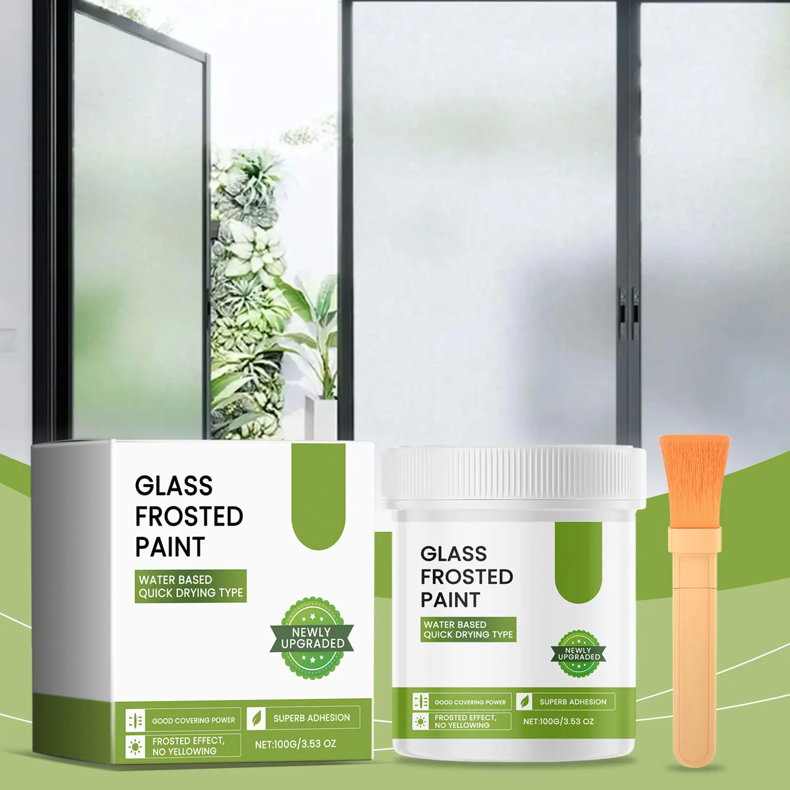 100g Frosted Glass Paint Window Frosting Coating Anti Peeping Privacy Window Glass Water-Based Paint Window Blackout Art Paint