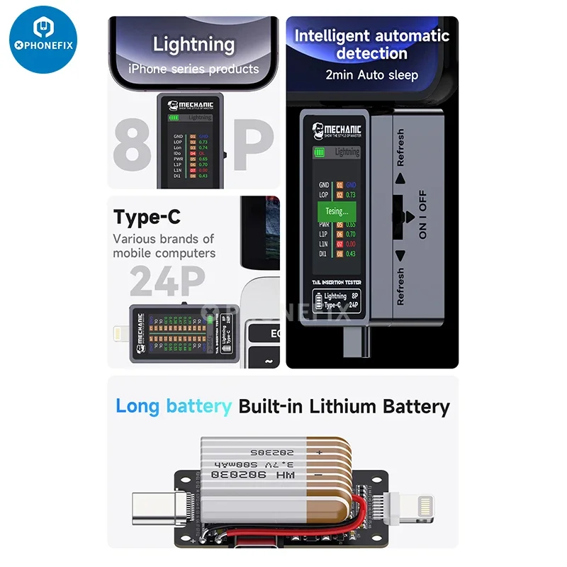 Mechanic T824SE T824 Tail Insertion Detector Intelligent Automatic Measurement Tail Insertion Tester for iPhone Android Phone