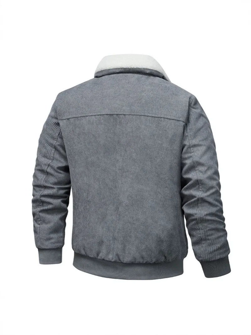 Men's jacket with velvet cotton workwear, casual jacket, men's coat, autumn and winter new style corduroy