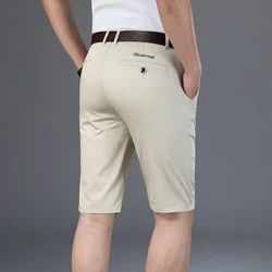6 Colors Casual Shorts Men Summer New Fashion Business Straight Elastic Thin Short Pants High Quality Male Clothes Khaki Beige