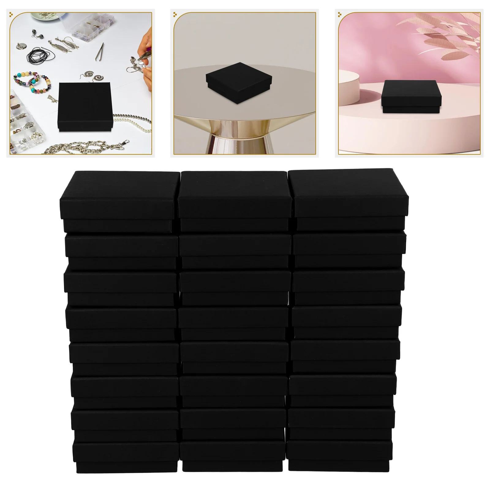 

24Pcs Portable Black Jewelry Boxes Foam Insert Small Storage Rings Earrings Necklaces Packaging Boxes for Bracelets