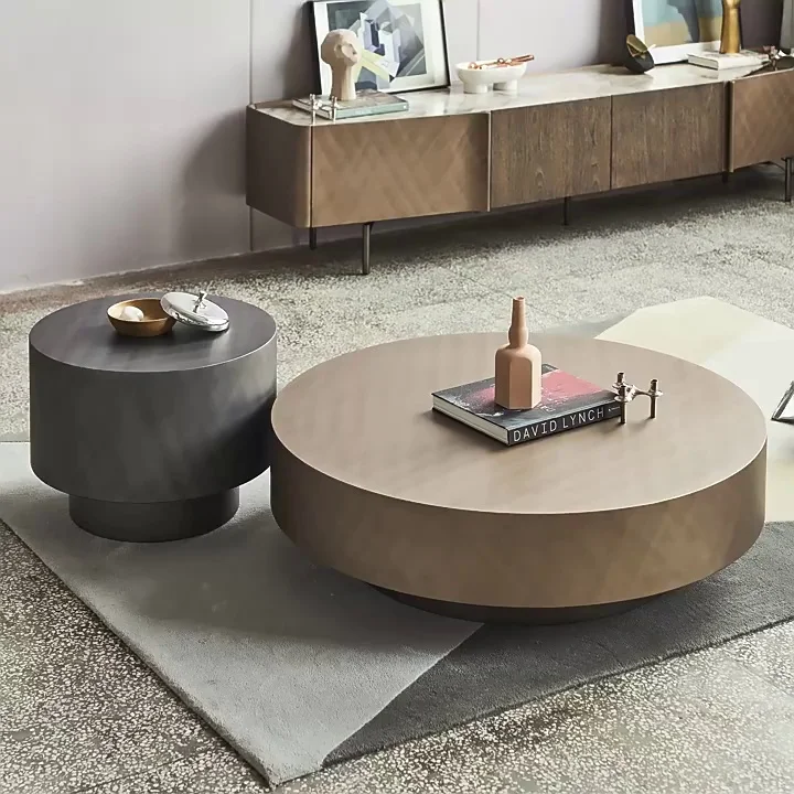 Modern House Quiet Wind Retro Retro Old Bronze Tea Table Round Size Combination Living Room Household