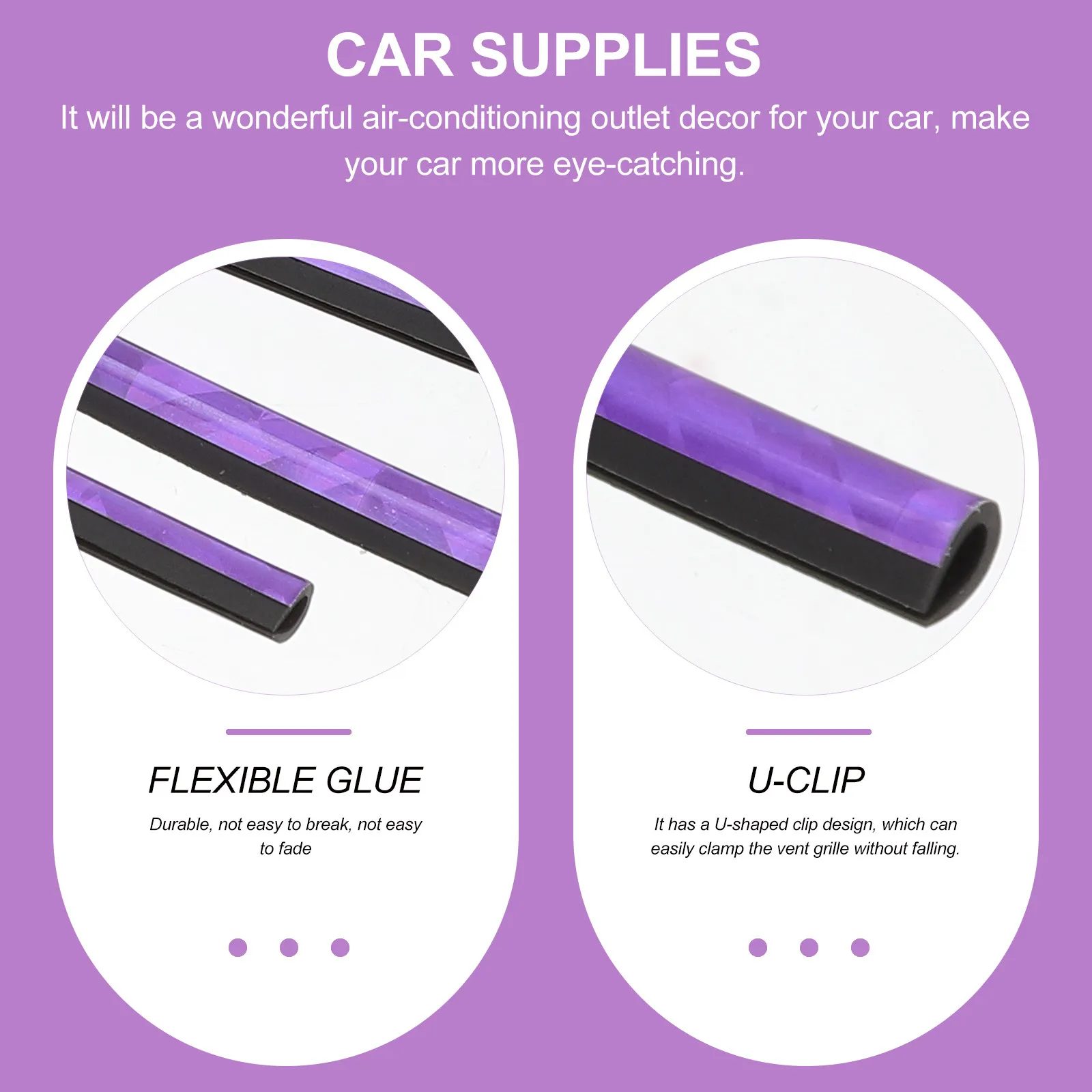 10Pcs Car Vent Outlet Trim Strip Rhinestone Decorative U-Shaped Clip Air Conditioning Grille Decor for Auto Interior Styling