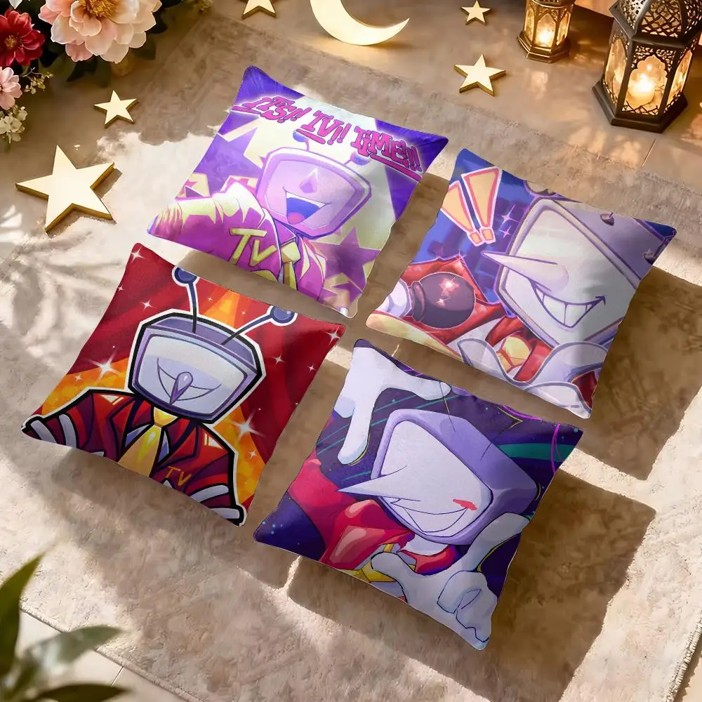 Tenna D-Deltarune Video Game Cushion Cover Breathable Short Plush Pillow Case Wrinkle-Resistant Machine-Washable For Easy Care