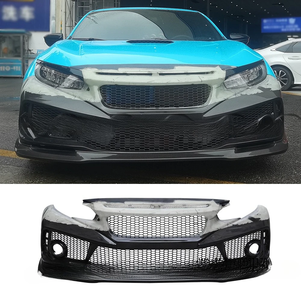 Body Kits Carbon + FRP SPOON Style Front Bumper Lip Spoiler Chin Splitters for10TH FK8