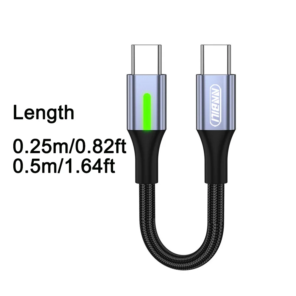 NNBILI 60W Super Fast Charge USB C to Type C 0.25m-0.5m Power Bank Short Cable Lighting Phone Cable for iPhone 16 17 Samsung