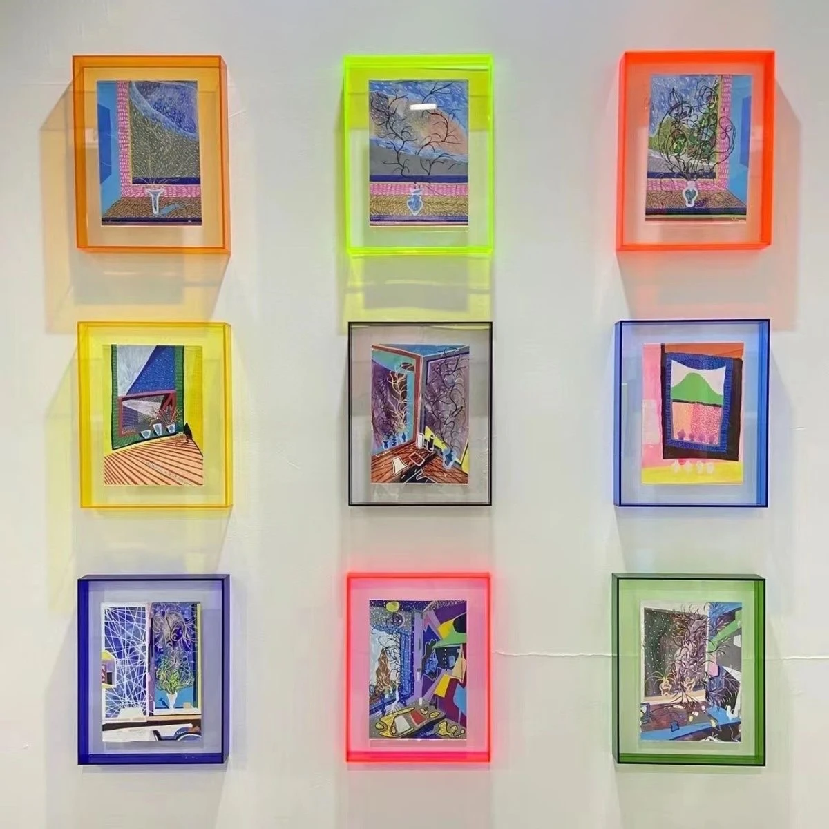 Acrylic Floating Picture Frame Colorful Decorative Photo FrameDisplay Wall Mounted for Wall Mounting Tabletop Desk or Display