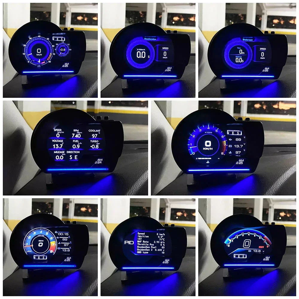Newest A501 Gauge Car Head Up Display OBD2 Smart Car HUD Turbo Digital Odometer Security Alarm Water&Oil temp RPM Auto Meter