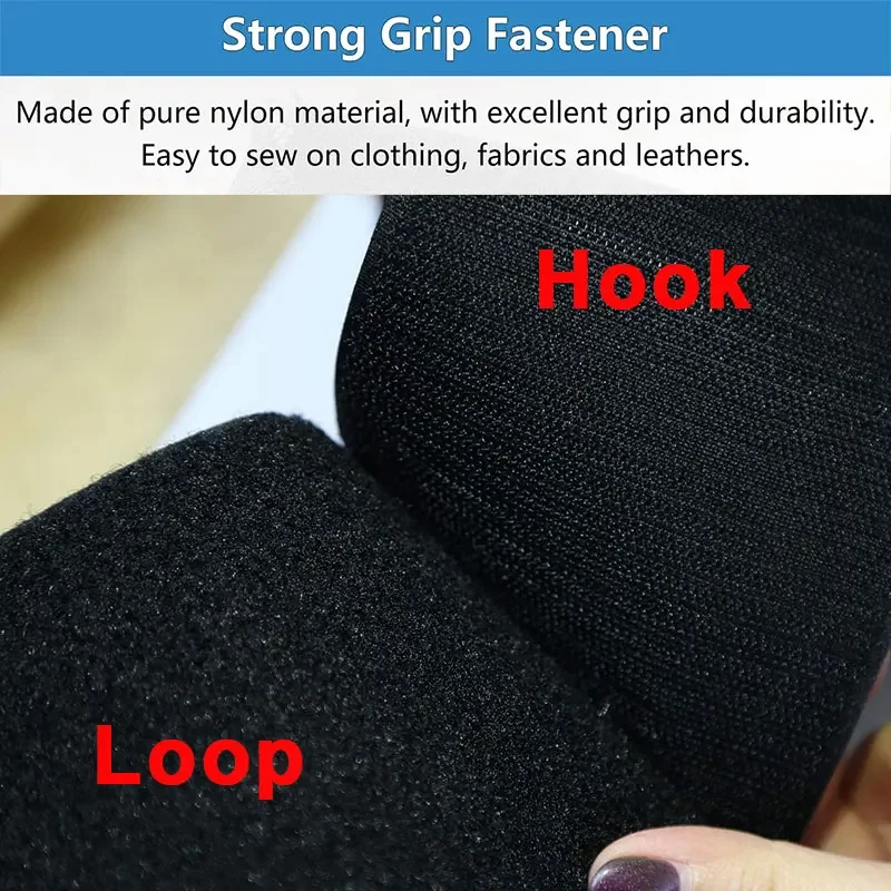 1M Sew on Hook and Loop Fastener Tape 10cm Wide Non-Adhesive Nylon Strip Fabric Fastening Interlocking Tape for Sewing DIY Craft