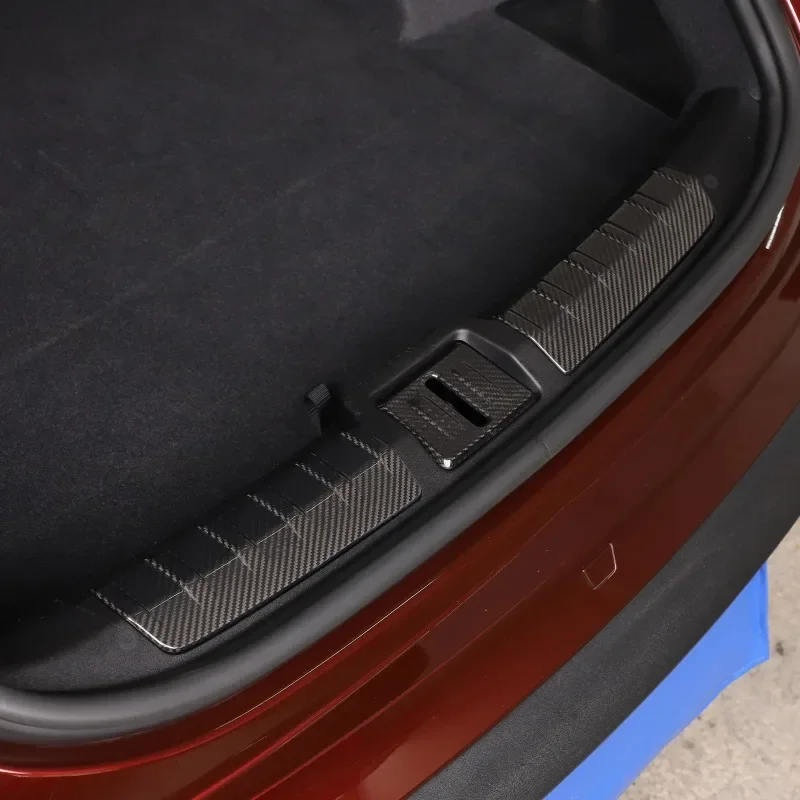 

For Porsche Taycan 2019-2024 Real Carbon Fiber Car Trunk Door Sill Protector Strip Cover Trim Car Accessories