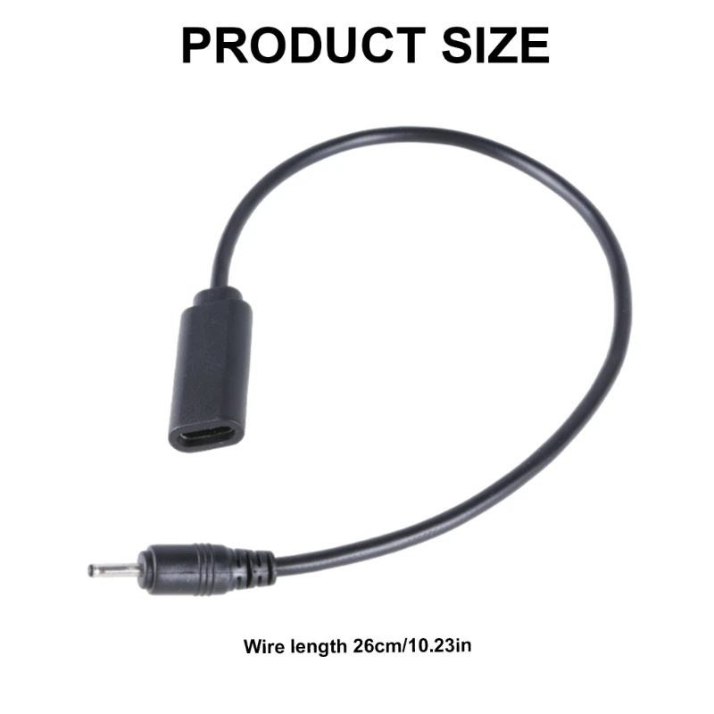 Conveniente cable alimentación carga USB tipo C a DC5V 2,0x0,6 mm para cargar dispositivos portátiles