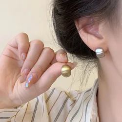 Acrylic Gold Color Matte Curved Stud Earrings Retro Earrings For Women Fashion Jewelry Trendy Accessories
