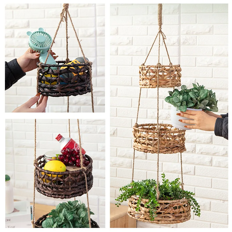 Seaweed Hanging Basket Garden Plant Pot Decorative Outdoor Indoor Flower Planter for Home Balcony Patio Yard Decoration