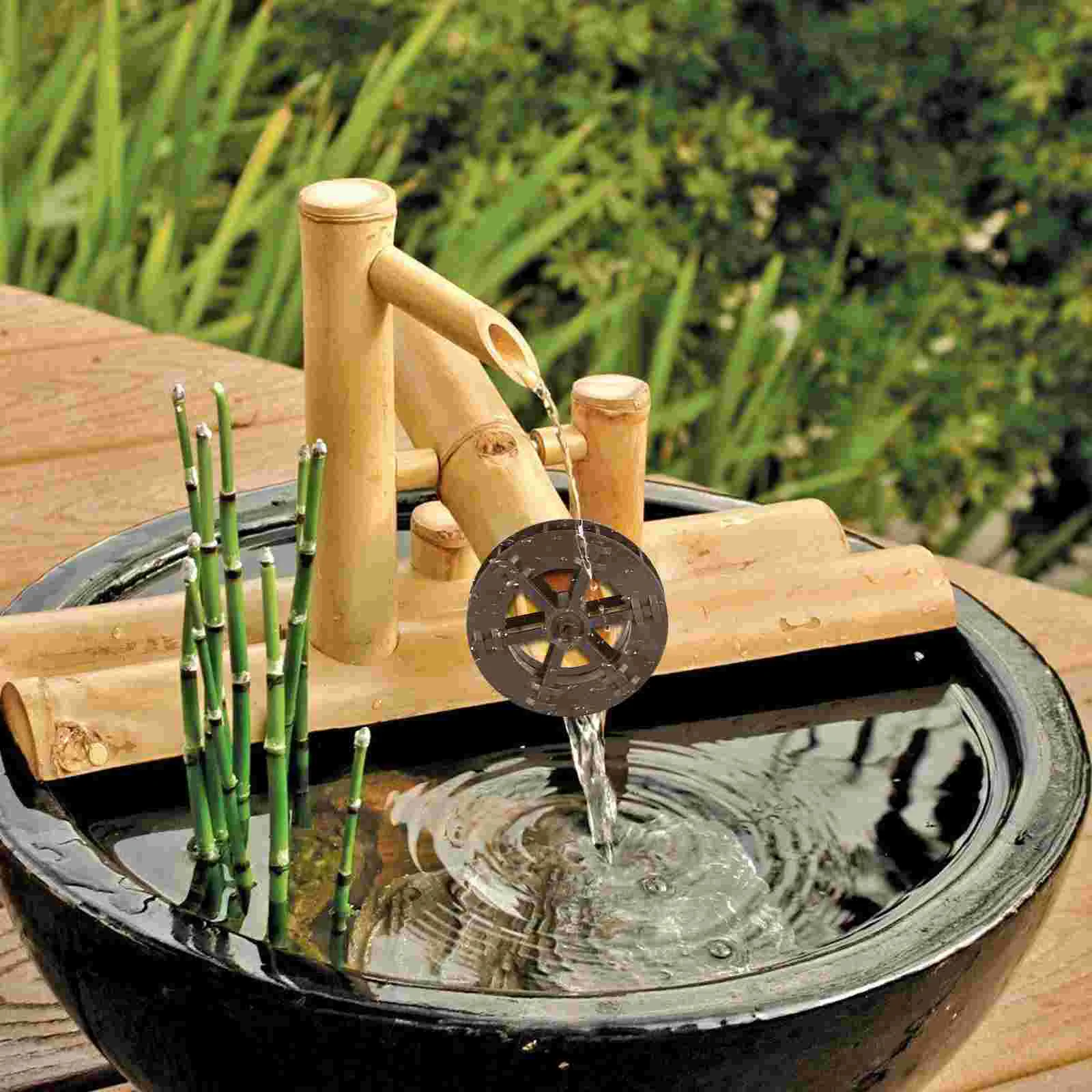 2 Pcs Waterfall Feature Outdoor Garden Fish Bowl Decorations Fountains Statue Indoor Astetic Room Tank Wheel Prop Running Mini