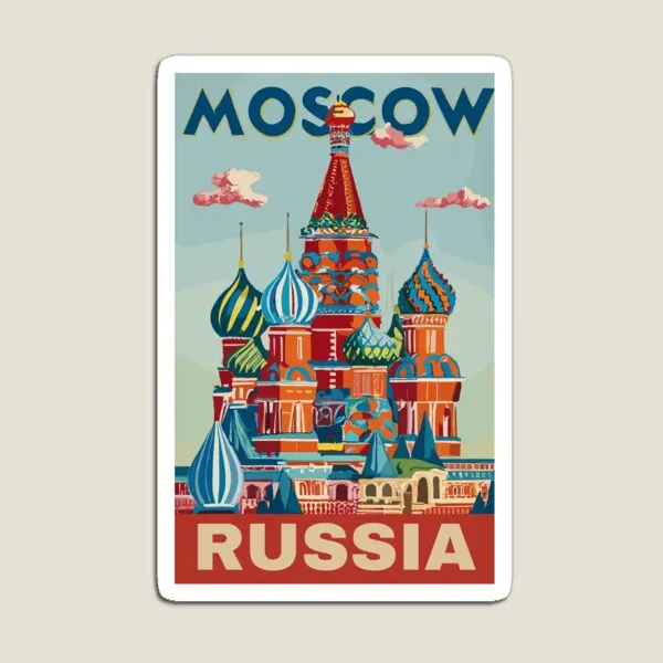 Un arte de viaje Vintage de Moscú Rusia imán bebé lindo soporte juguete refrigerador divertido hogar niños pegatinas decoración colorida
