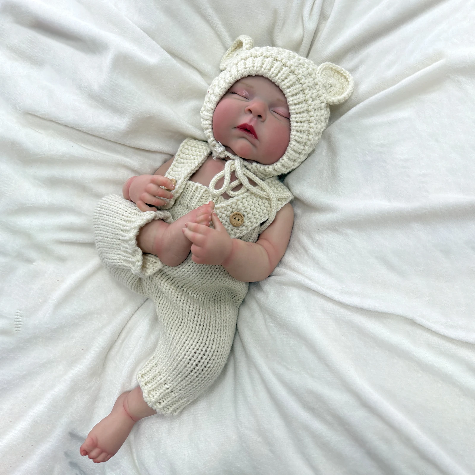 18inch Reborn Baby Doll Peaches Avatar Sleeping Baby Doll Handmade 3D Blue Skin Multiple Layers Painting with Visible Veins