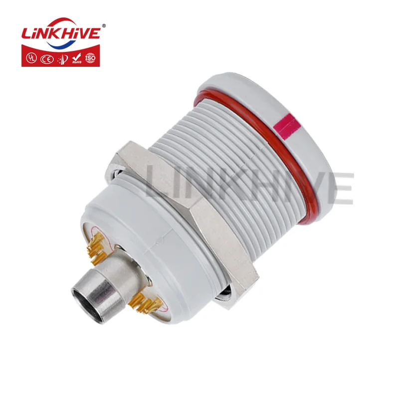 Plastic Hermetic Pneumatic Circular Socket With Fluidic Flow M24*1mm 113 209 Pin Medical Push Pull Self-latching Circular Connec