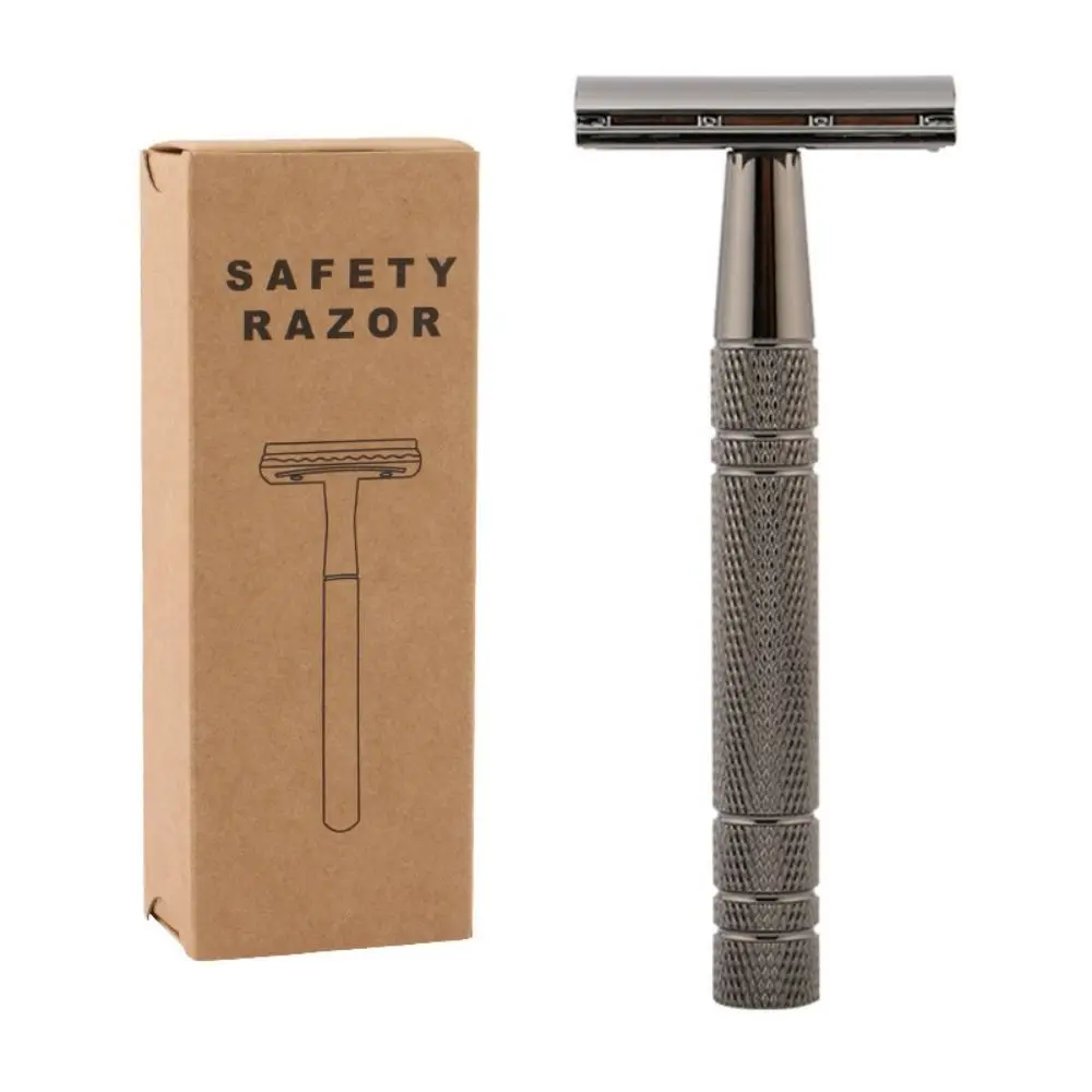 Rose Gold Silver Razor Classic Double Edge Safety Razor For Mens Shaving&Womens Hair Removal 5 Shaving Blades Manual Shaver