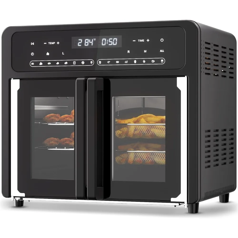 Air Fryer Oven Combo with Glass French Door, 16-In-1 Preset, 27.5QT Extra Large Family Size Meals, Digital Air Fryer Oven