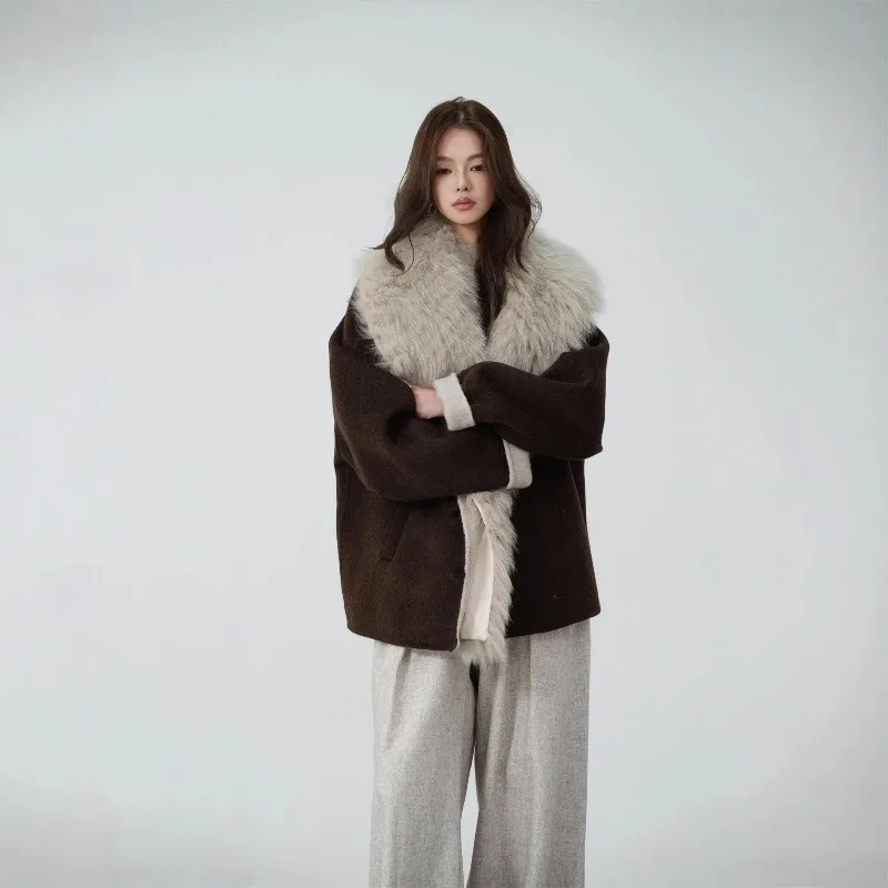 

New 2026 Autumn Winter 100% Wool Woolen Medium Long Coat Hair