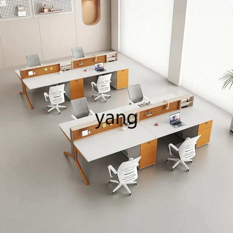 LH desk simple modern workstation office desk and chair combination 4 four 6 staff office