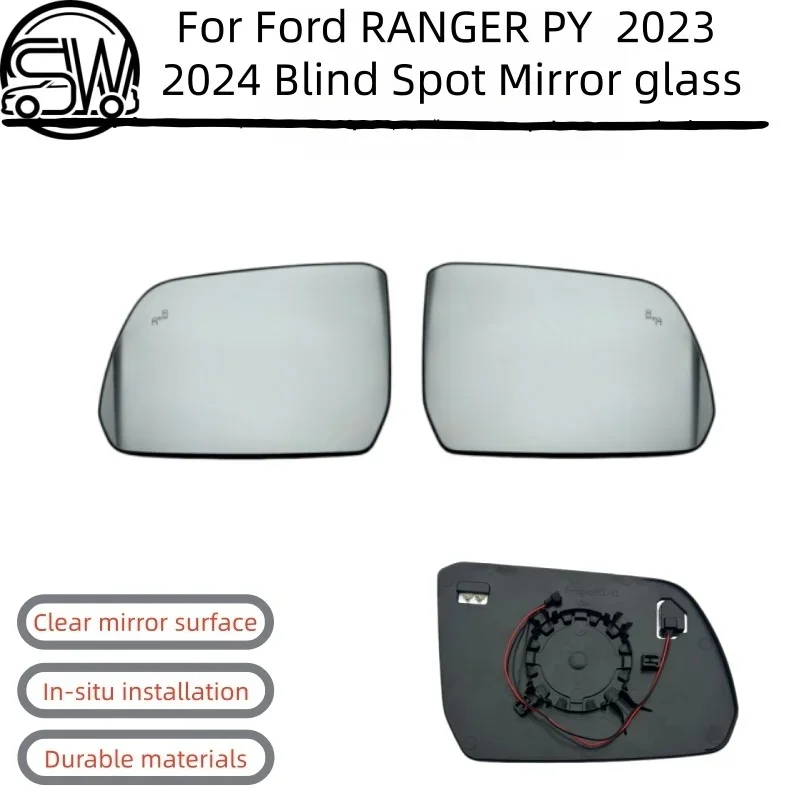 

For Ford RANGER PY 2023 2024 Pickup Convex Heated Blind Spot Mirror glass