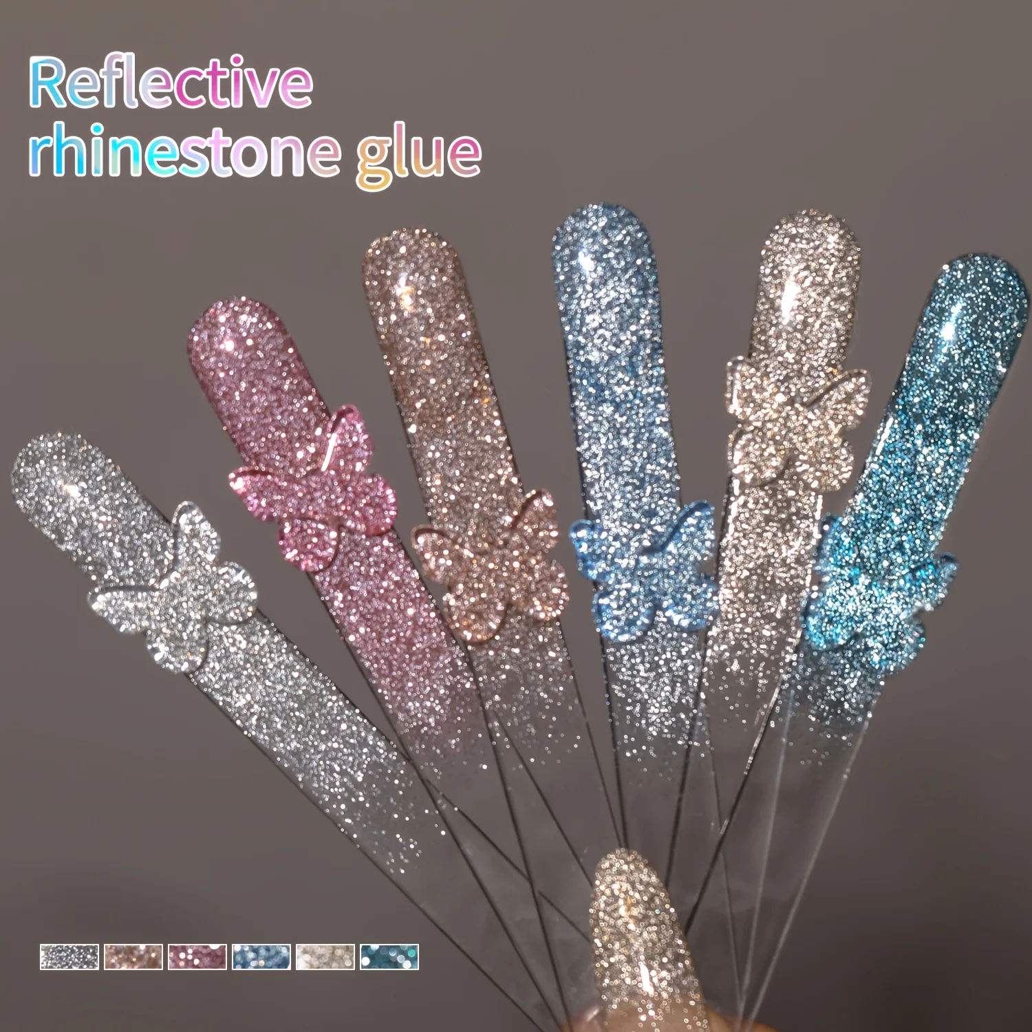 XEIJAYI 6pcs Nail Art Diamond Nail Design Conjunto de 6 cores 15ml Cola para unhas Soak Off UV LED Gel para unhas