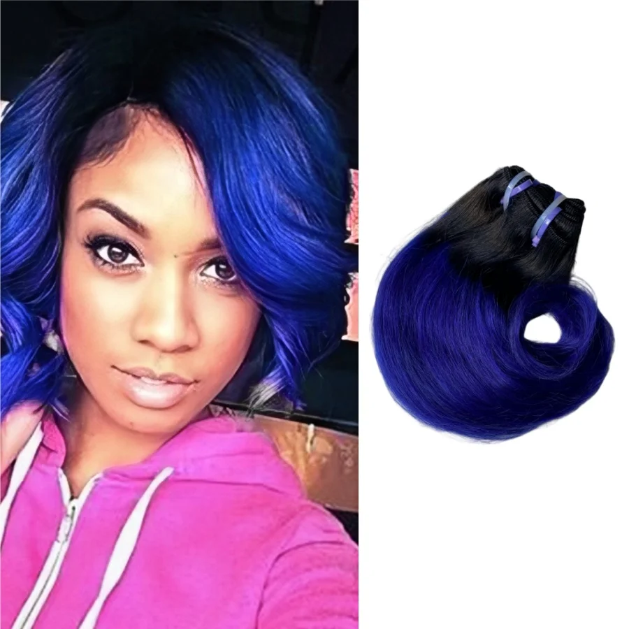 Menschliches Haar Bundles Ombre 10 Zoll Lockige Wellenförmige Webart Bundles Lockige Haarverlängerungen 1 Teile/los