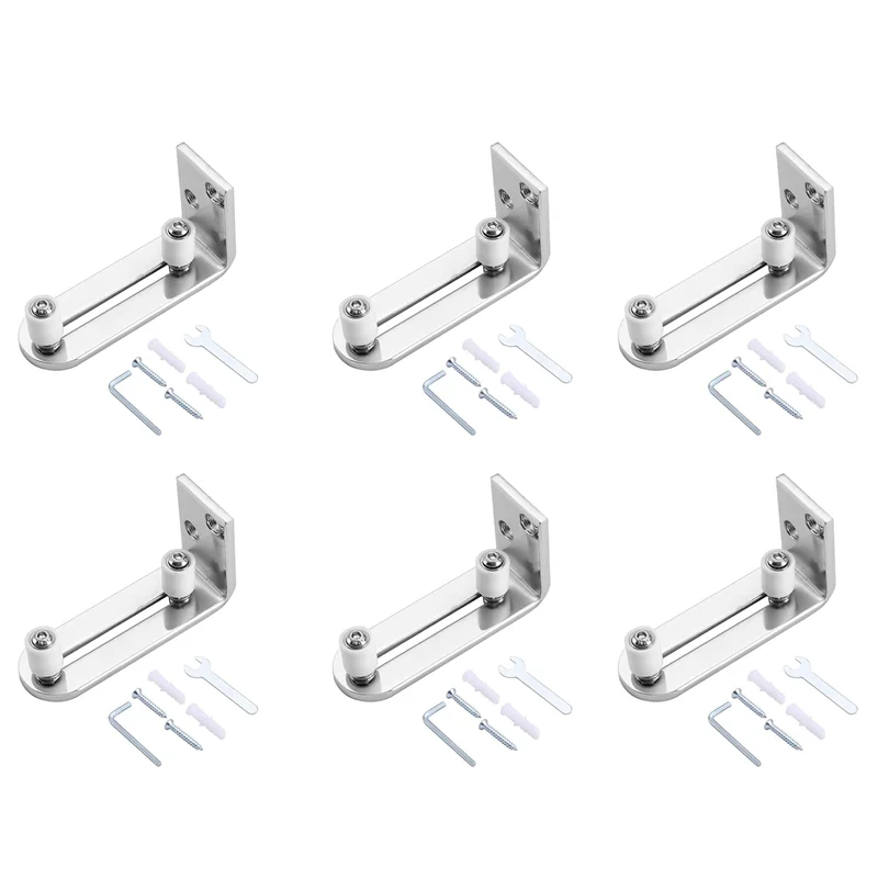 

A34R 6X Modern Chrome Sliding Barn Door Floor Guide Ball Bearings Adjustable Stay Roller Wall Mount System For All Size Door