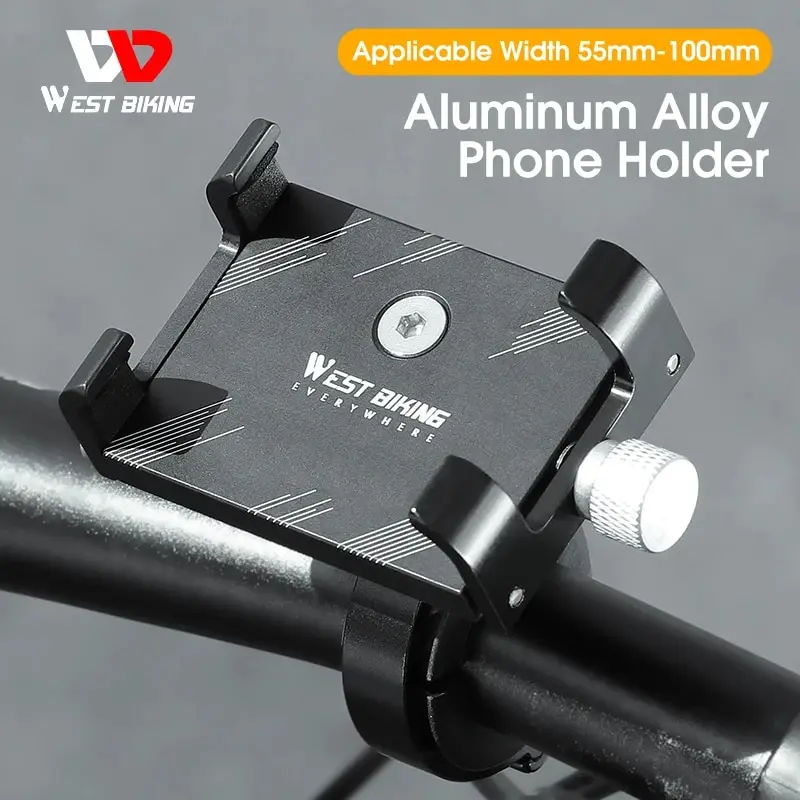 WEST BIKING Cycling Phone Holder Lightweight Aluminum Alloy Bike Handlebar Phone Bracket Phone Mount MTB Road Bike Accessories